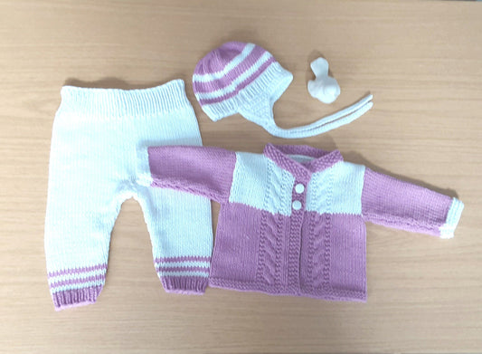 Set Baby Weiß/Helllila Größe 62/68     6-9 month Shop Pekusch