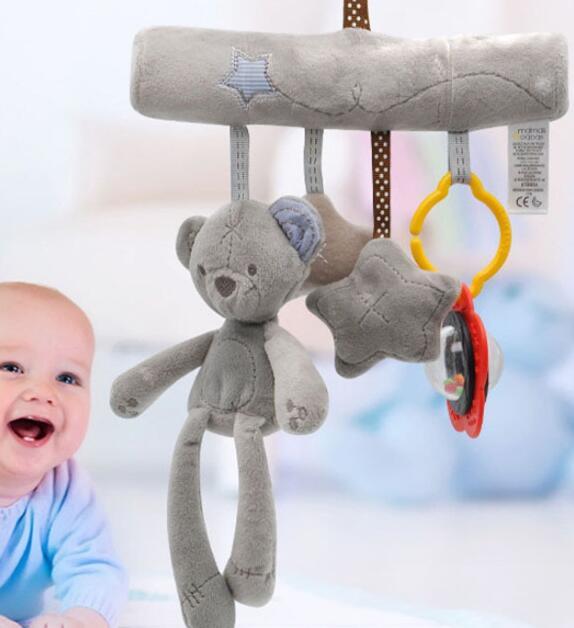 Infant Toddler Rattles Toys for Baby Stroller Crib Soft Rabbit Bear Style Pram Hanging Toys Plush Appease Doll Bed Accessories