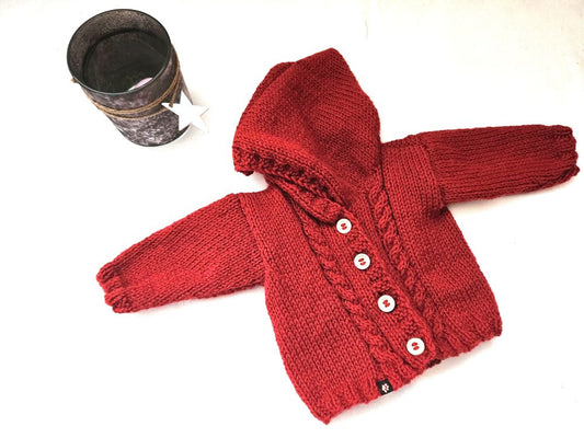 Merino Strickjacke Rot Gr. 62/68- 3-6 month Shop Pekusch