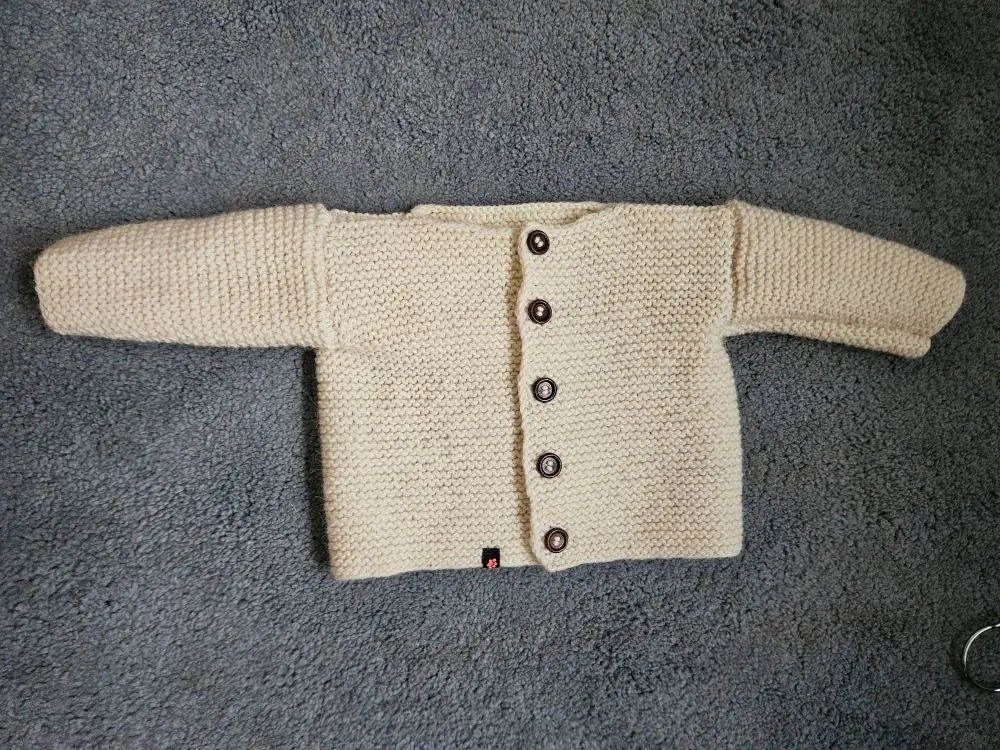 Strickjacke Baby Wollweiß Größe 68/74  6-9 month 