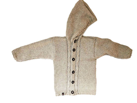 Strickjacke in Beige mit Kapuze in Größe 86/92