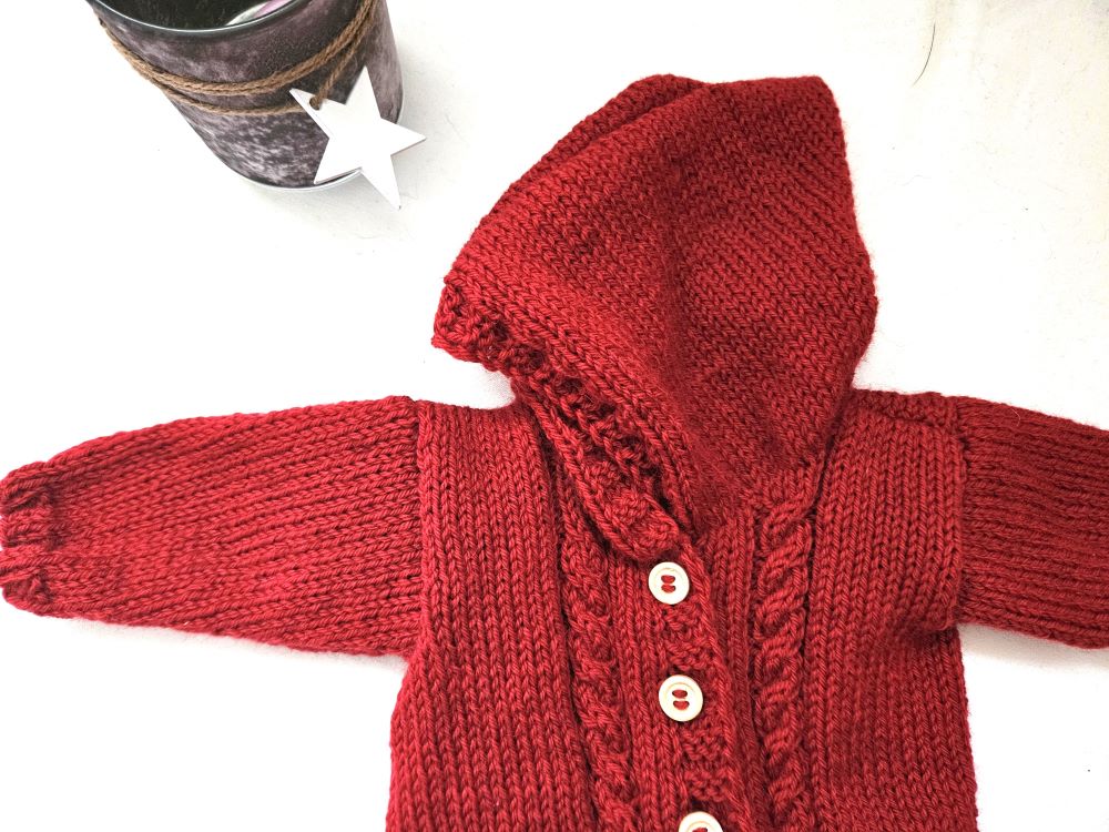 Merino Strickjacke Rot Gr. 62/68- 3-6 month 