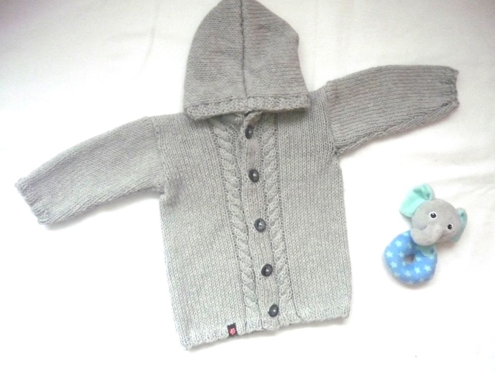 Baby Strickjacke in Hellgrau aus Baumwolle