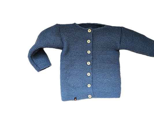 Bio Kinder Strickjacke Blau Größe 104/110 - Shop Pekusch