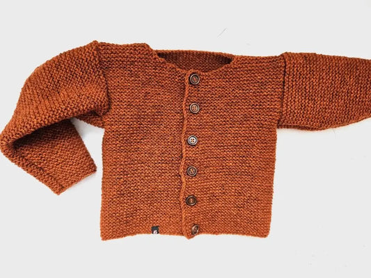 Bio Strickjacke Baby Orange meliert Größe 86/92 - Shop Pekusch